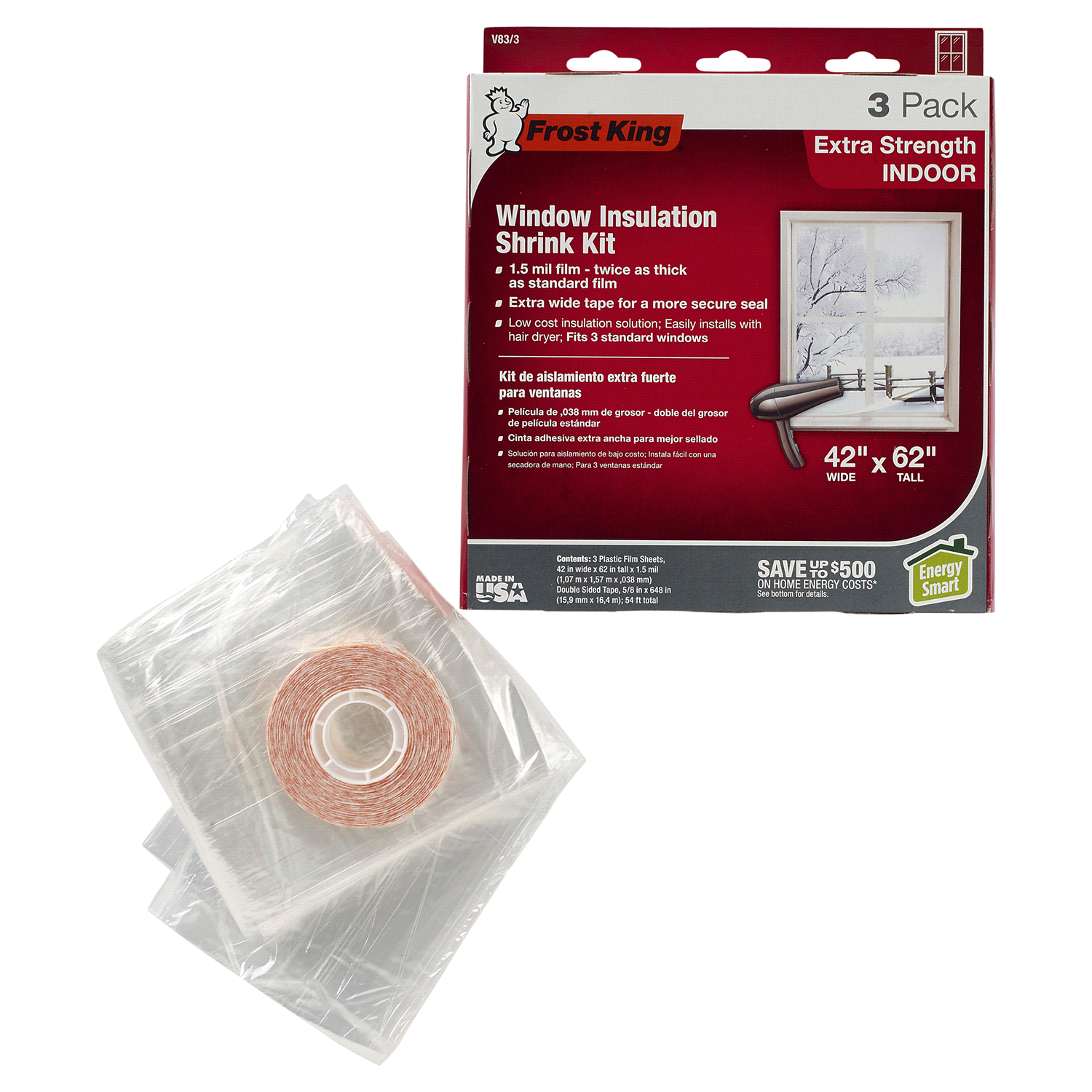 slide 2 of 2, Frost King Heavy Duty Shrink Window Kit for Standard Windows, 3 ct