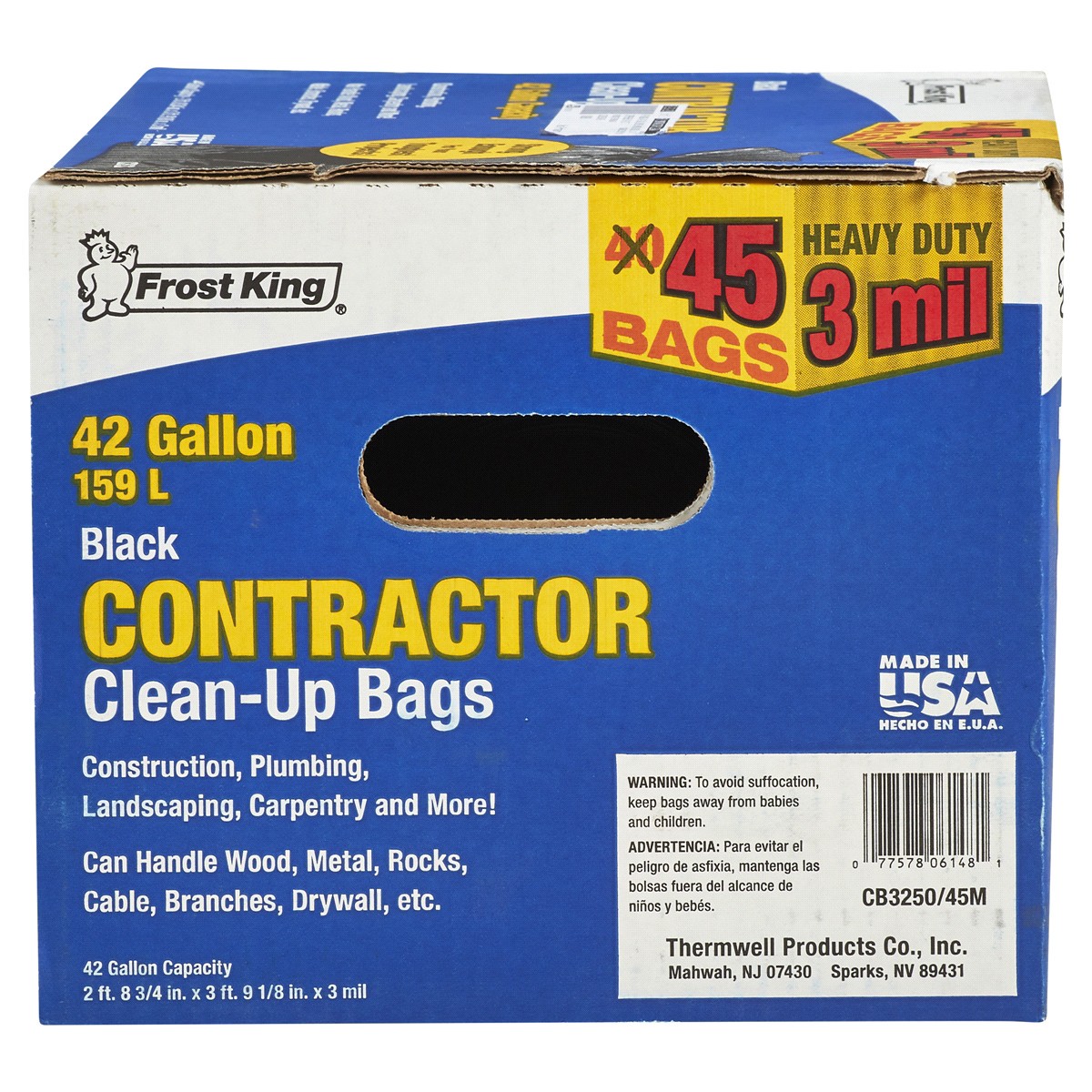 slide 2 of 2, Frost King3 mil Contractor Clean-up Bags, Black, 45 ct