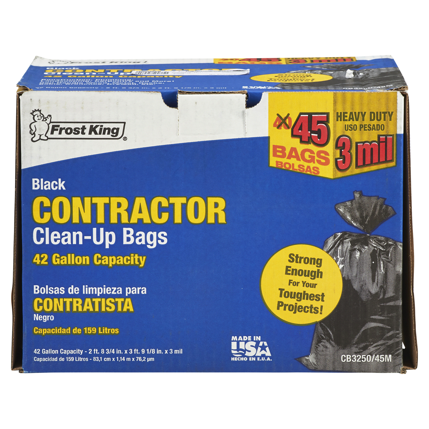 slide 1 of 2, Frost King3 mil Contractor Clean-up Bags, Black, 45 ct