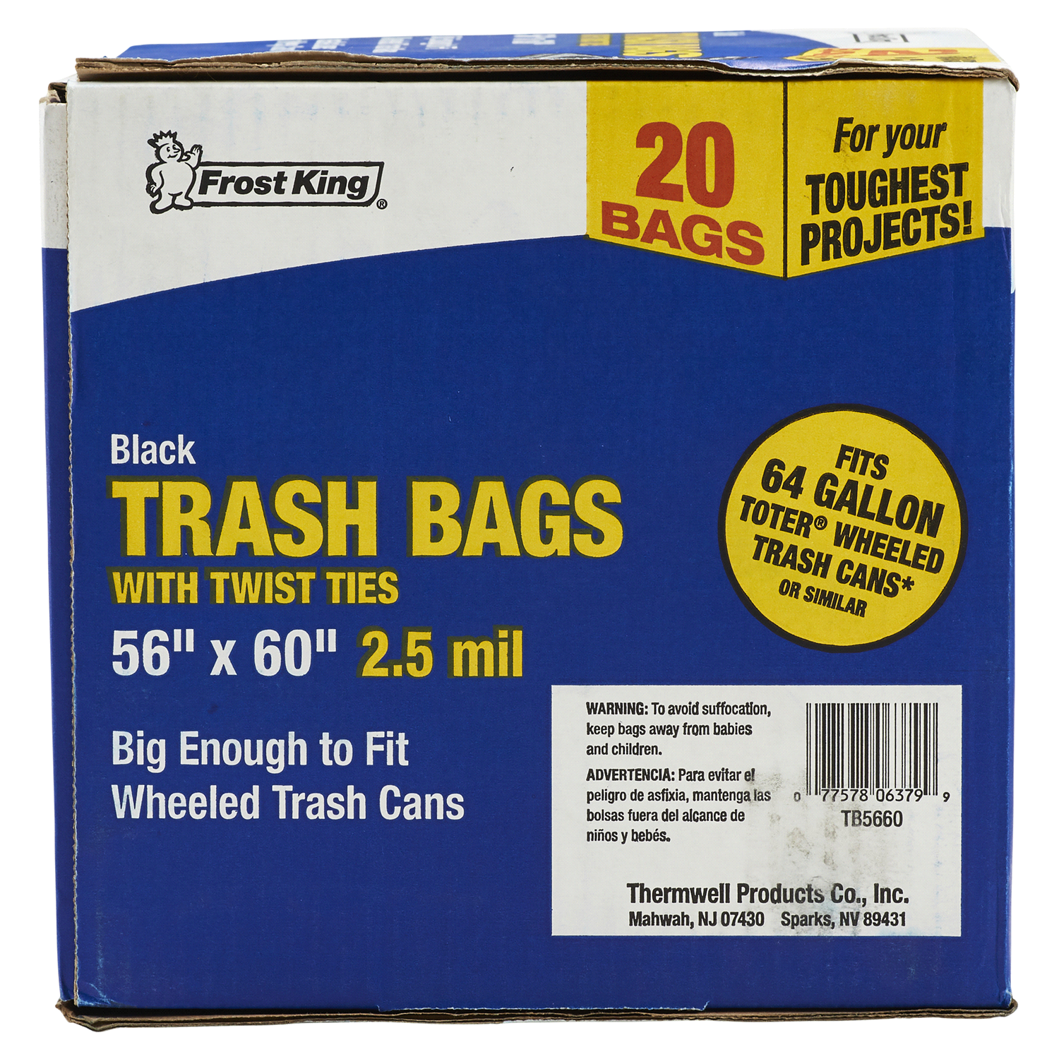 slide 2 of 2, Contractor Trash Bags for Wheeled Cans, 64 gal