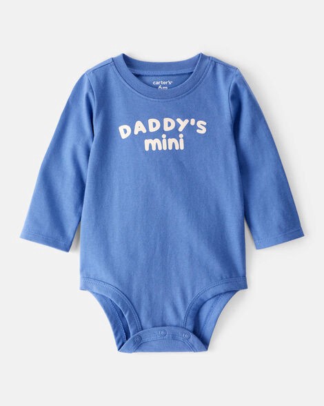 slide 1 of 2, Carter's Carters Baby Boy "Daddy's Mini" Cotton Long-Sleeve Graphic Bodysuit - Blue Blue 12M, 1 ct