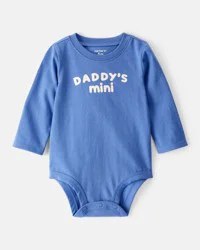 Carter's Carters Baby Boy "Daddy's Mini" Cotton Long-Sleeve Graphic Bodysuit - Blue Blue 12M