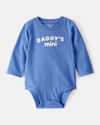 Carter's Carters Baby Boy "Daddy's Mini" Cotton Long-Sleeve Graphic Bodysuit - Blue Blue 12M