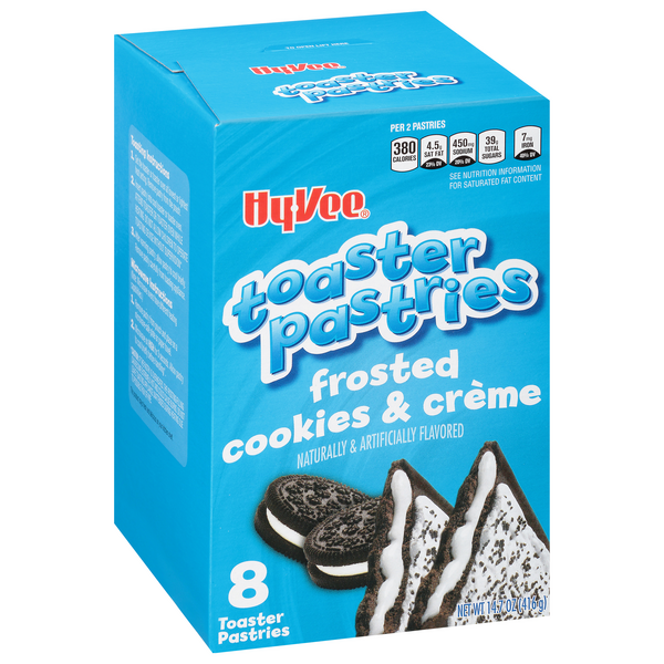 slide 1 of 1, Hy-vee Frosted Cookies & Creme Toaster Pastries, 8 ct; 14.7 oz