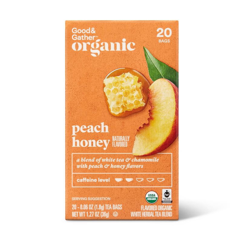 slide 1 of 4, Organic Peach Honey Tea - 20ct - Good & Gather™, 20 ct