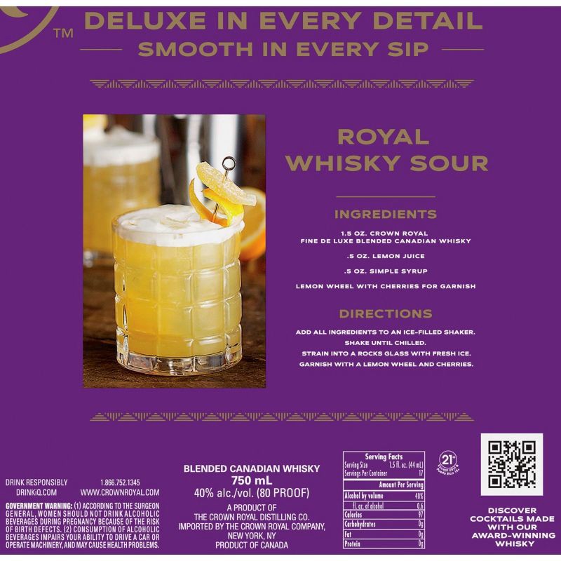 slide 8 of 10, Crown Royal Fine De Luxe Canadian Whisky Holiday Gift Set - 750ml Bottle with Flask, 750 ml