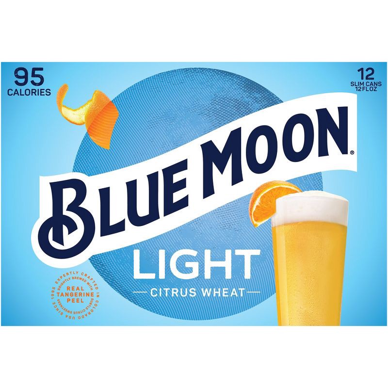 slide 4 of 4, Blue Moon Light Citrus Wheat Craft Beer - 12pk/12 fl oz Slim Cans, 12 ct; 12 fl oz
