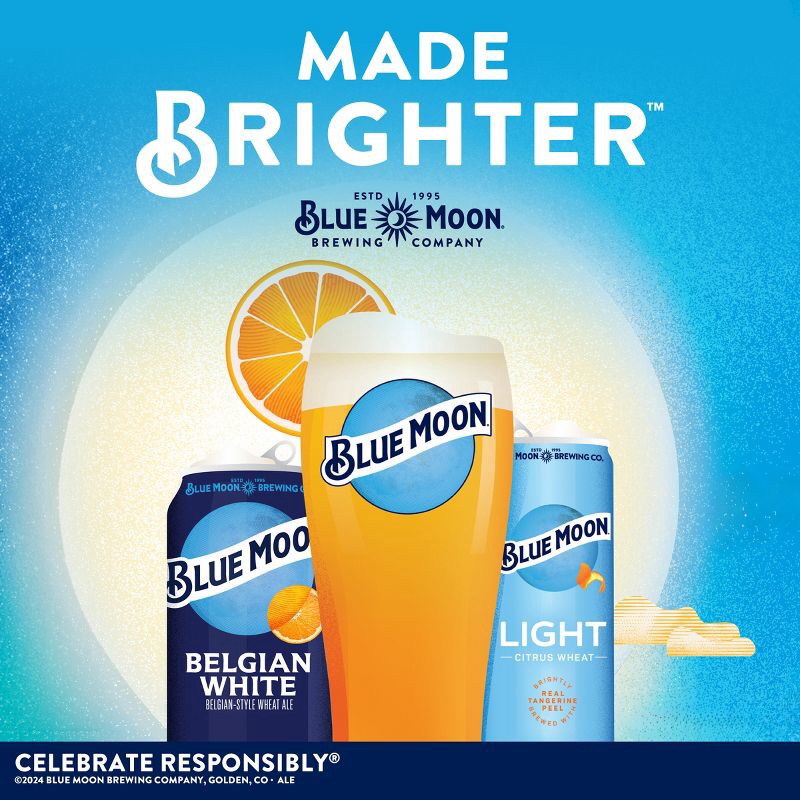 slide 3 of 4, Blue Moon Light Citrus Wheat Craft Beer - 12pk/12 fl oz Slim Cans, 12 ct; 12 fl oz