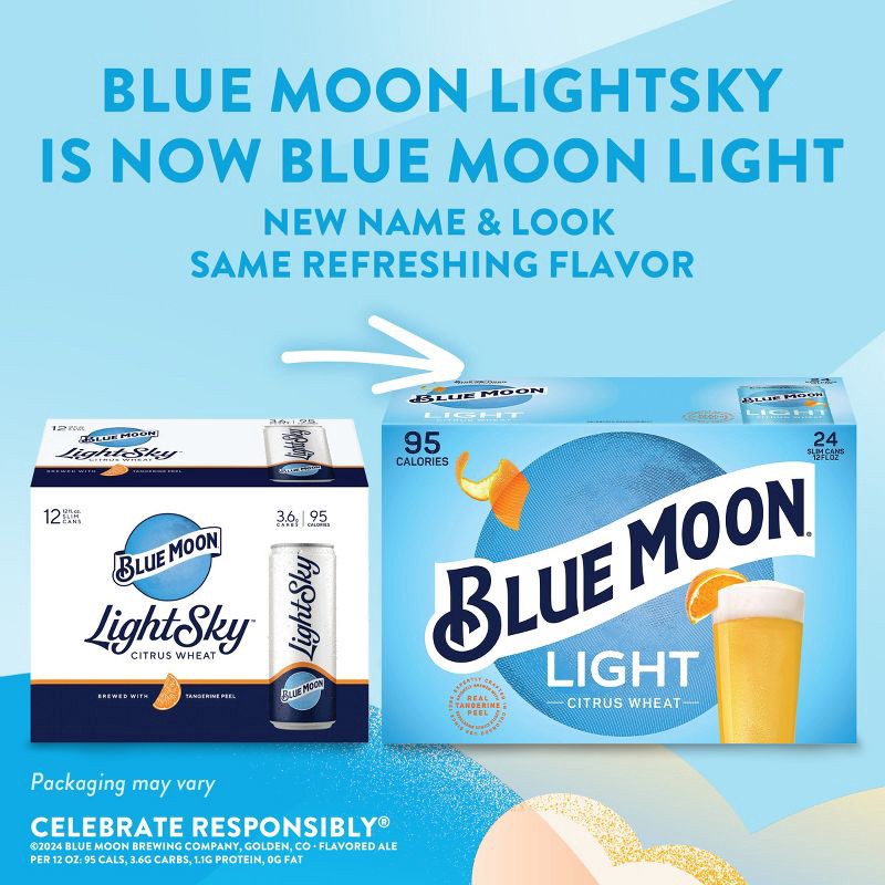 slide 6 of 9, Blue Moon Light - 12pk/12 fl oz Slim Cans, 12 ct; 12 fl oz