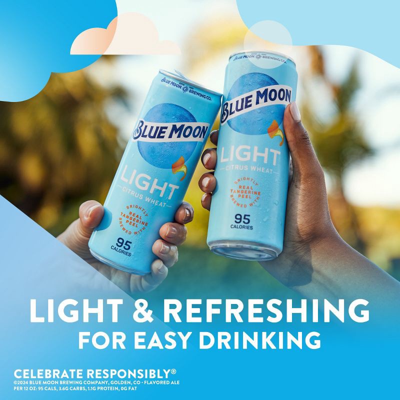 slide 7 of 9, Blue Moon Light - 12pk/12 fl oz Slim Cans, 12 ct; 12 fl oz