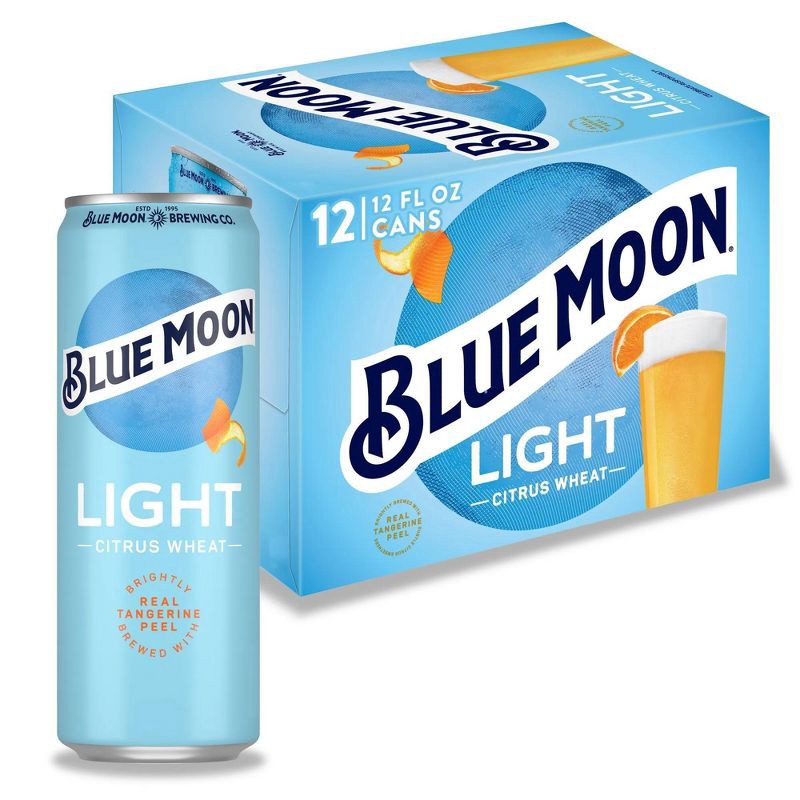 slide 1 of 7, Blue Moon Light Citrus Wheat Craft Beer - 12pk/12 fl oz Slim Cans, 12 ct; 12 fl oz