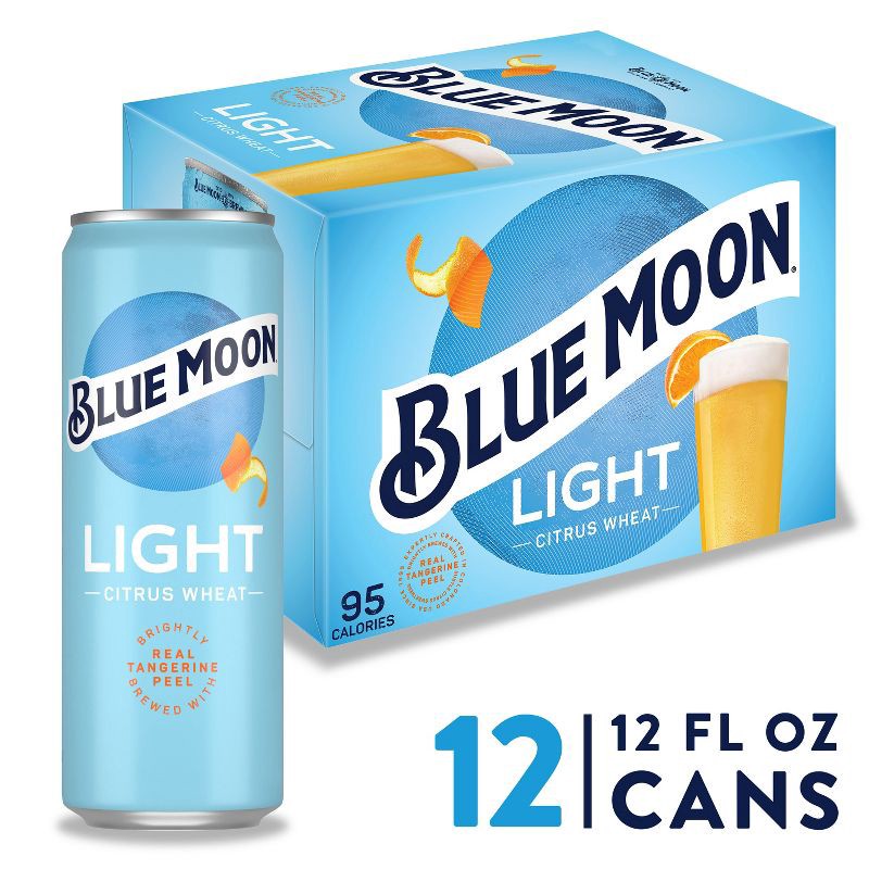 slide 1 of 4, Blue Moon Light Citrus Wheat Craft Beer - 12pk/12 fl oz Slim Cans, 12 ct; 12 fl oz