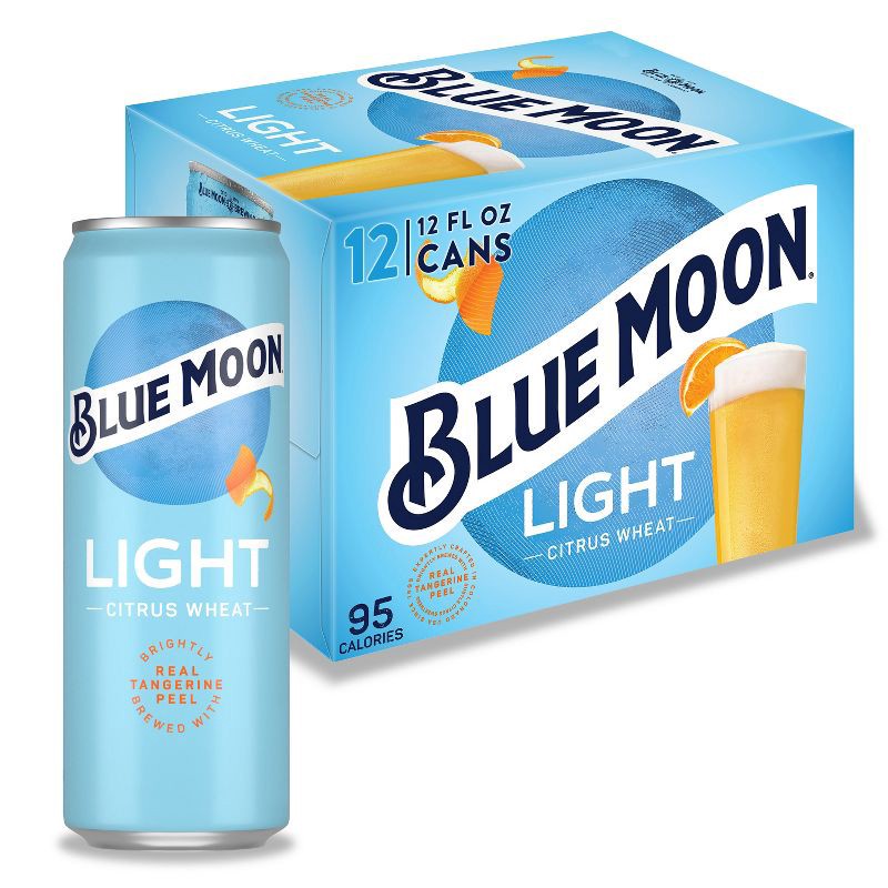 slide 1 of 7, Blue Moon Light Citrus Wheat Craft Beer - 12pk/12 fl oz Slim Cans, 12 ct; 12 fl oz