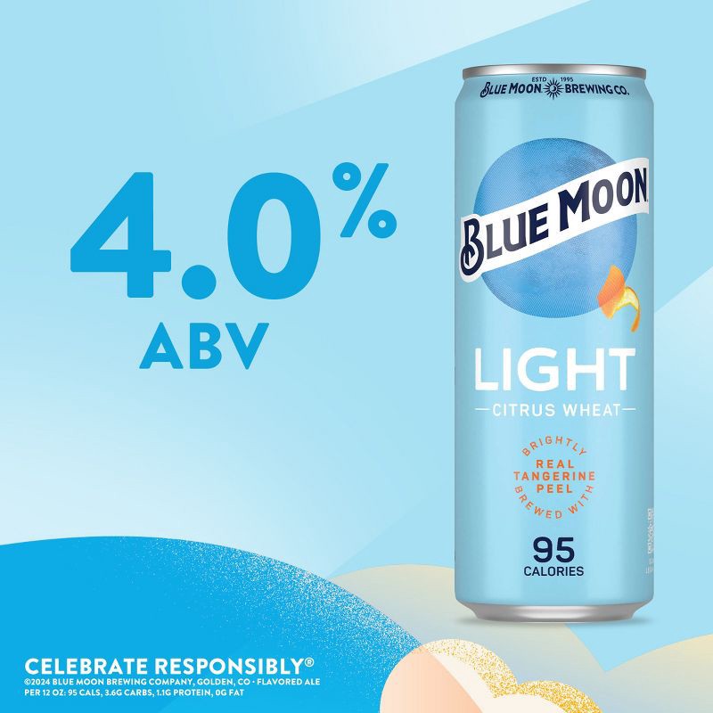 slide 2 of 6, Blue Moon Light - 6pk/12 fl oz Slim Cans, 6 ct; 12 fl oz