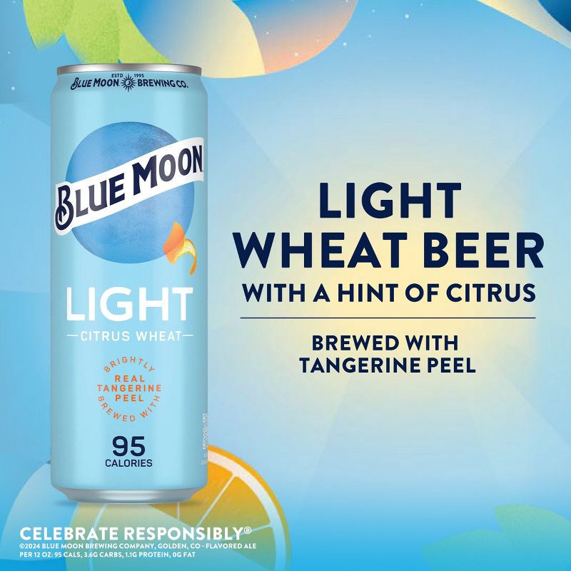 slide 3 of 6, Blue Moon Light - 6pk/12 fl oz Slim Cans, 6 ct; 12 fl oz