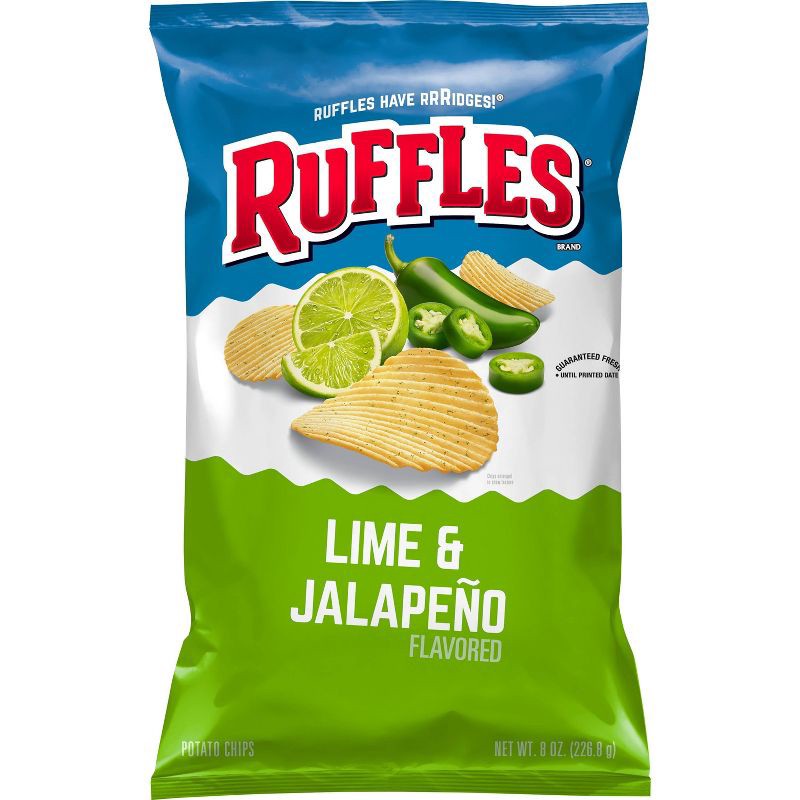 slide 1 of 3, Ruffles Lime and Jalapeno Potato Chips - 8oz, 8 oz