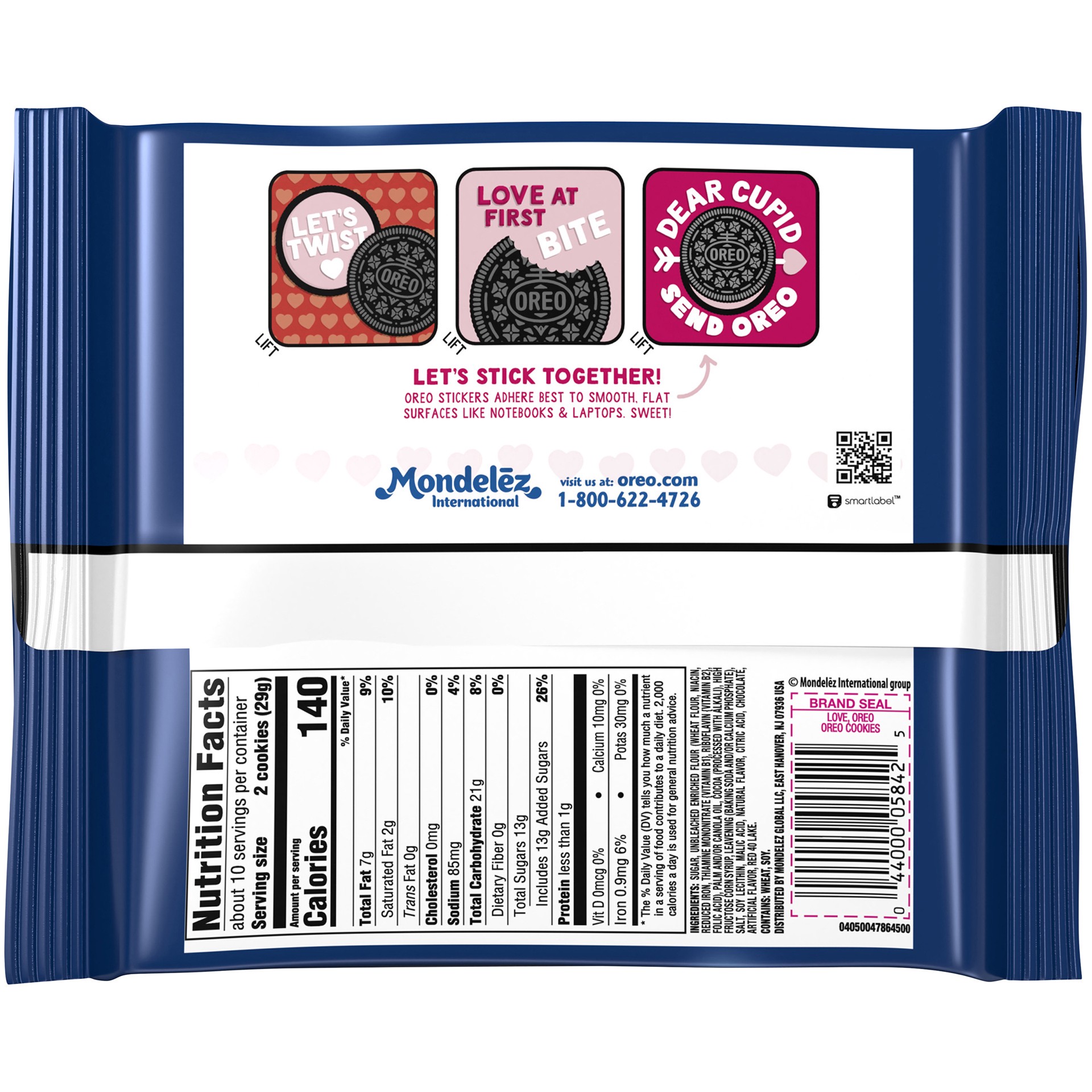 slide 2 of 5, OREO Chocolate Sandwich Cookies, Strawberry Flavored Creme, Special Love Edition, 1 Resealable 10.7 oz Pack, 0.7 lb