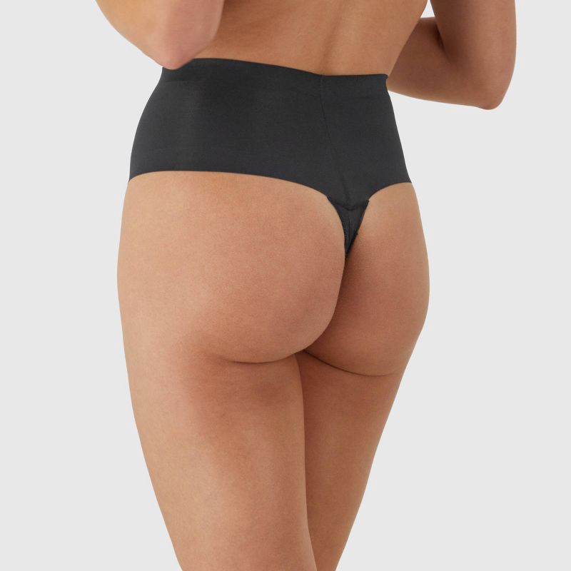 slide 9 of 11, Maidenform Women's Shapewear 2pk Light Shaping Thong SES080 - Black/Beige M: Medium Control Top, Tummy & Hip Slimming, 2 ct