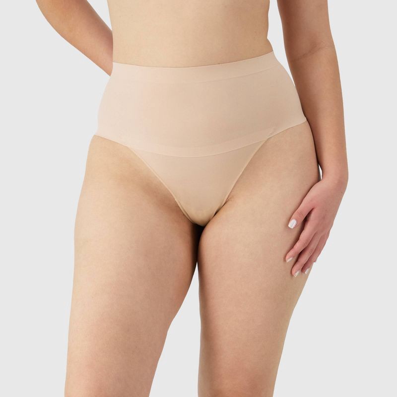 slide 2 of 11, Maidenform Women's Shapewear 2pk Light Shaping Thong SES080 - Black/Beige XXL: Medium Control, Tummy & Hip Slimming, Light Compression, 2 ct