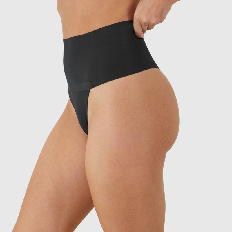 slide 7 of 11, Maidenform Women's Shapewear 2pk Light Shaping Thong SES080 - Black/Beige XXL: Medium Control, Tummy & Hip Slimming, Light Compression, 2 ct