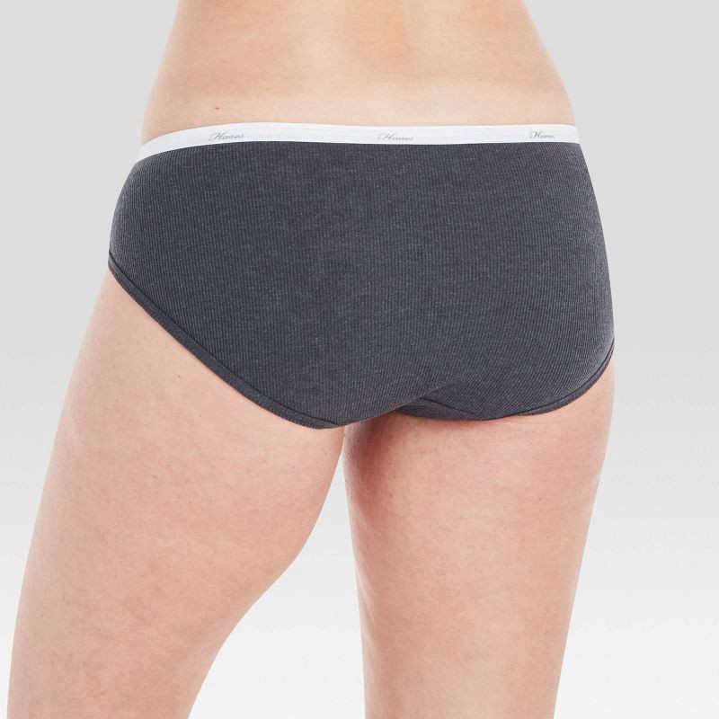 slide 4 of 4, Hanes Women's 6pk Cotton Ribbed Heather Hipster Underwear - Colors May Vary 8: Tagless, Moisture Wicking, Lightweight Fabric, 6 ct