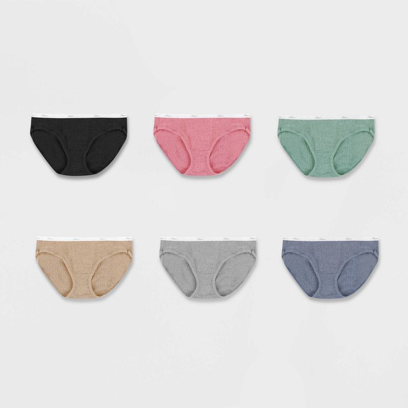 slide 1 of 4, Hanes Women's 6pk Cotton Ribbed Heather Hipster Underwear - Colors May Vary 9, 6 ct