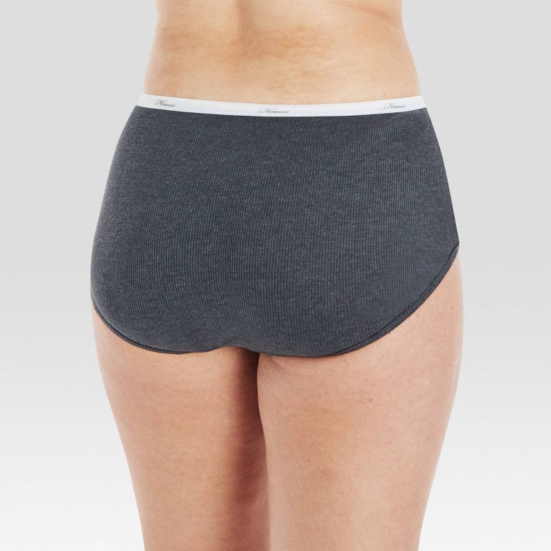 slide 4 of 4, Hanes Women's 6pk Cotton Ribbed Heather Brief Underwear - Colors May Vary 8, 6 ct