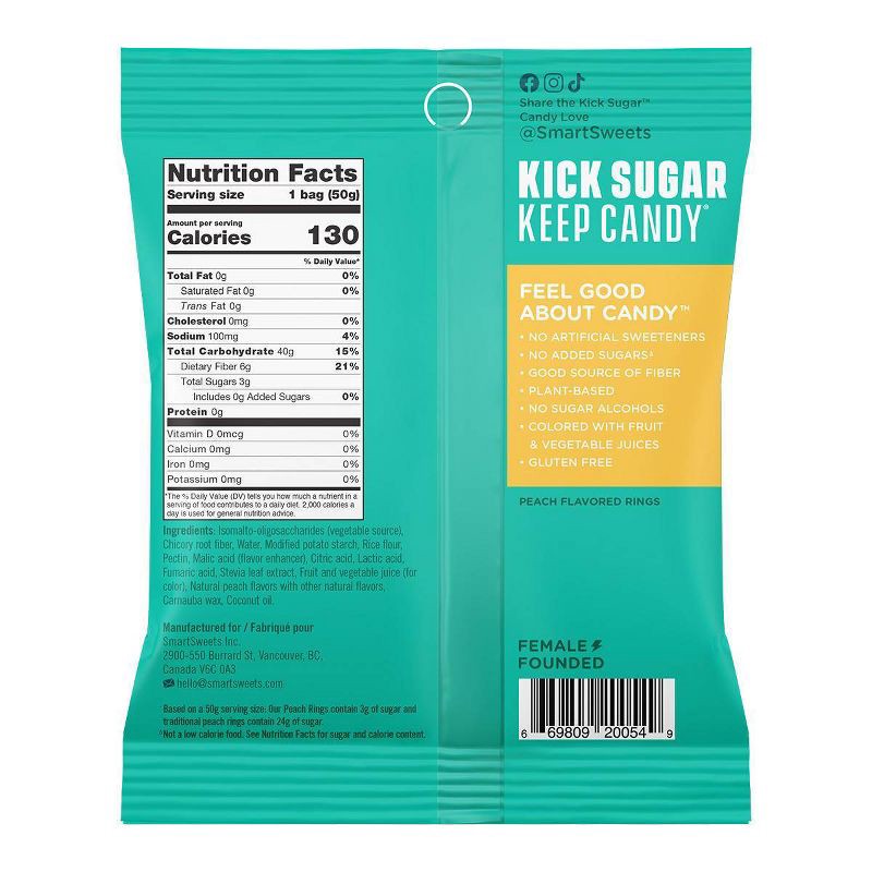 slide 2 of 7, SmartSweets Peach Rings Sour Gummy Candy - 1.8oz, 1.8 oz
