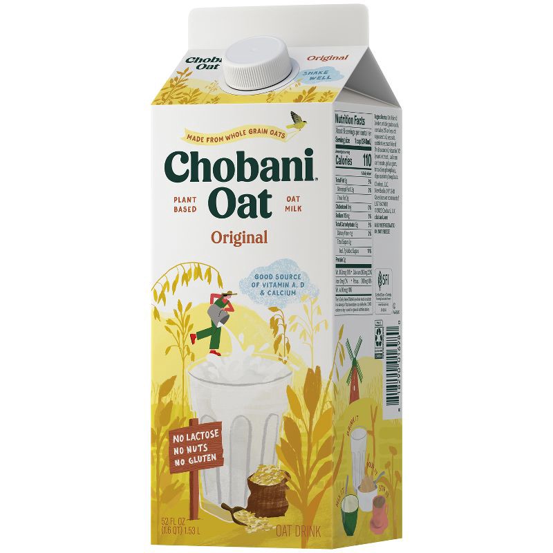 slide 3 of 8, Chobani Plain Plant-Based Oatmilk - 52 fl oz, 52 fl oz