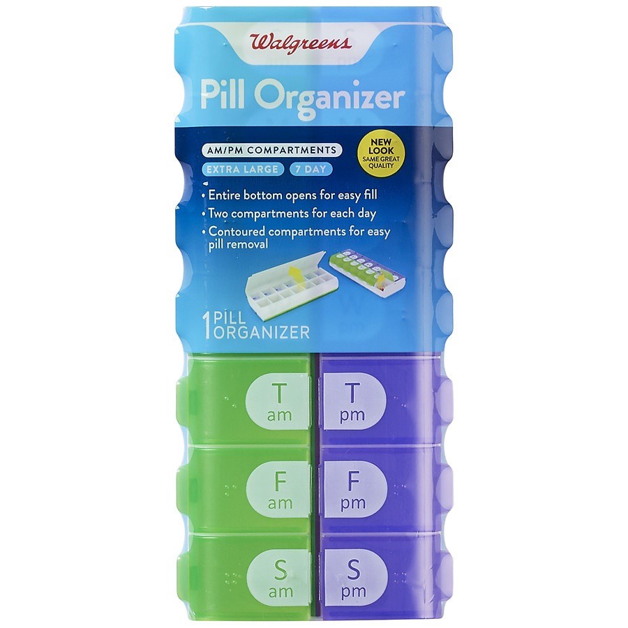 slide 1 of 2, Walgreens 7-Day Am/Pm Easy-Fill Pill Organizer, 1 ct