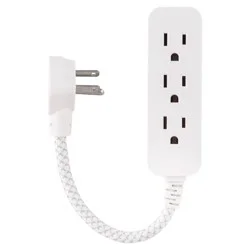 Philips 3-Outlet Surge Protector with 1 Ft. Extension Cord, Gray and White: Short Cord