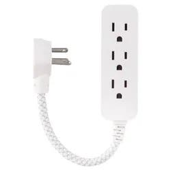 Philips 3-Outlet Surge Protector with 1 Ft. Extension Cord, Gray and White: Short Cord