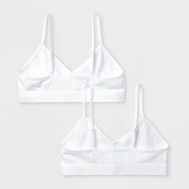 slide 2 of 2, Girls' 2pk Seamless Bra - Cat & Jack™ White L, 2 ct