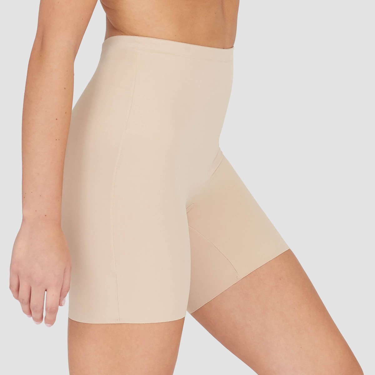 slide 3 of 4, ASSETS by SPANX Women's Thintuition Shaping Mid-Thigh Slimmer - Beige L, 1 ct