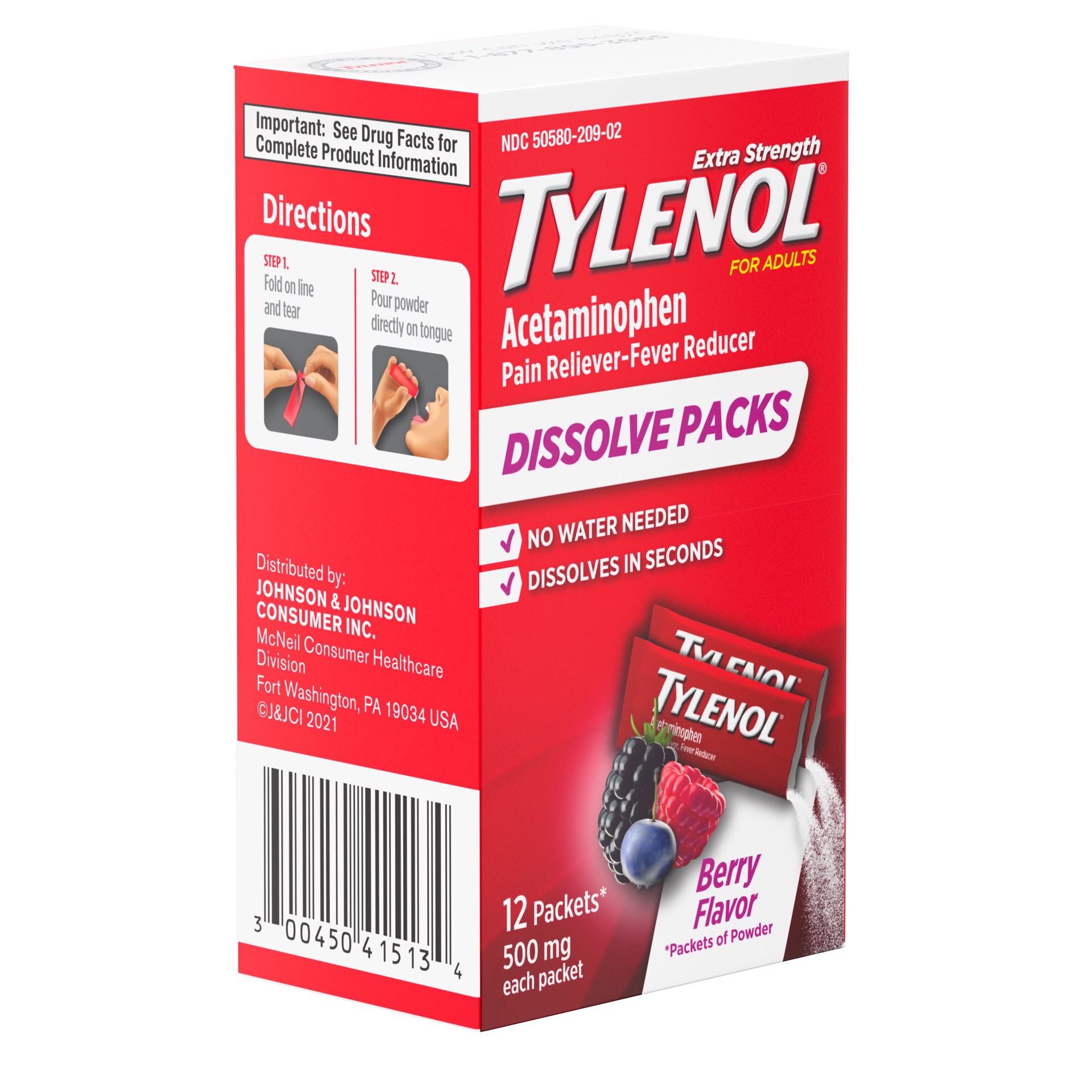 slide 4 of 9, Tylenol Acetaminophen Extra Strength Powder Pack - Berry - 12pk, 12 ct