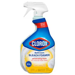 Clorox Bathroom Foamer with Bleach, Spray Bottle, Crisp Lemon, 30 Ounces