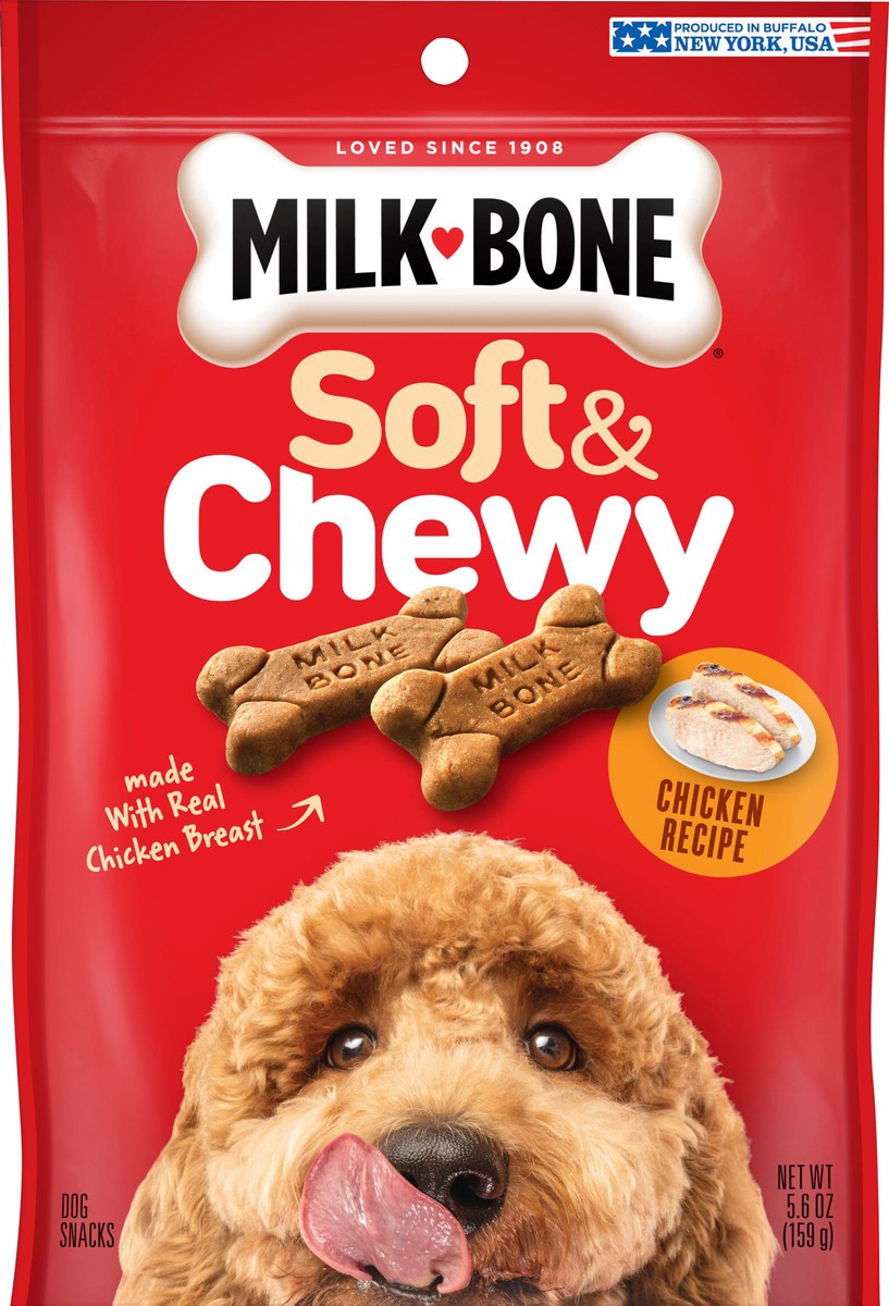 slide 1 of 19, Milk-Bone Soft and Chewy Dog Treats, Chicken Recipe With Chicken Breast, 5.6oz bag, 5.6 oz