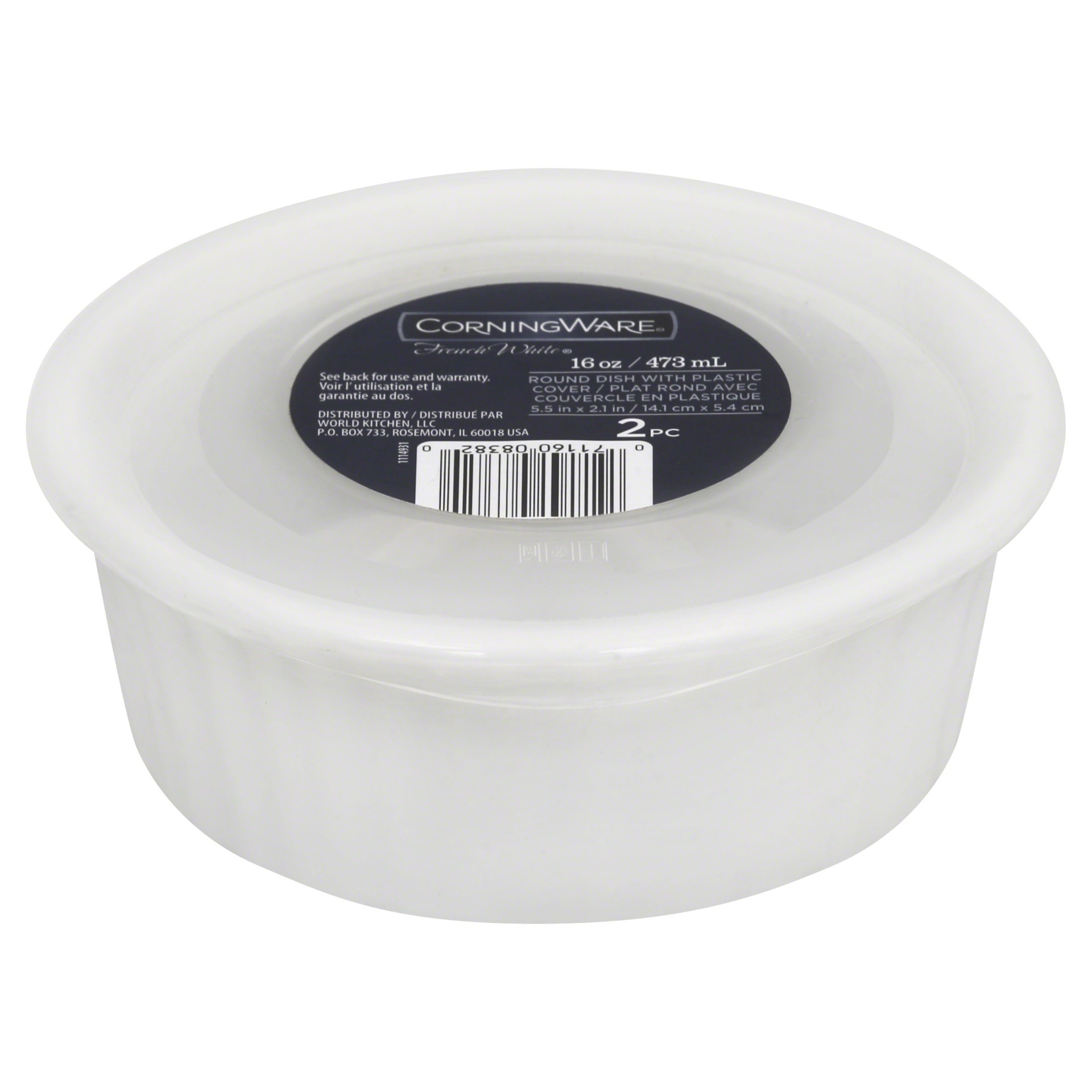 slide 1 of 1, Corningware French WhiteRound Baker With Clear Plastic Lid, 16 oz