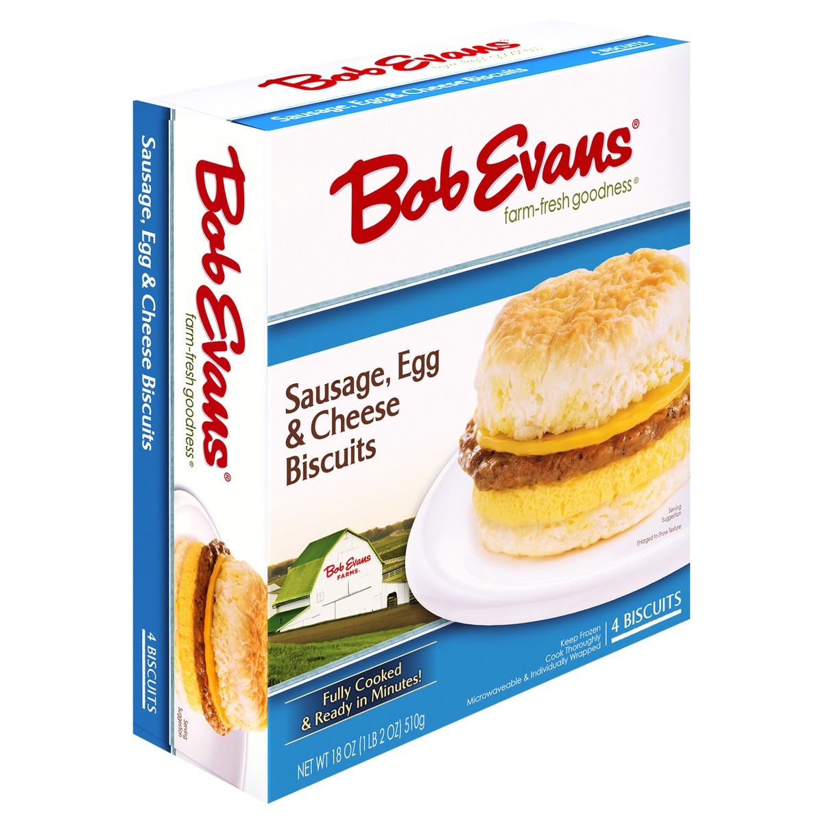 slide 2 of 9, Bob Evans Sausage, Egg & Cheese Biscuits, 18 oz