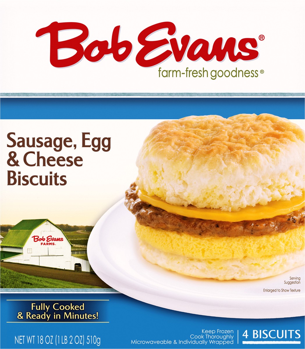 slide 6 of 9, Bob Evans Sausage, Egg & Cheese Biscuits, 18 oz