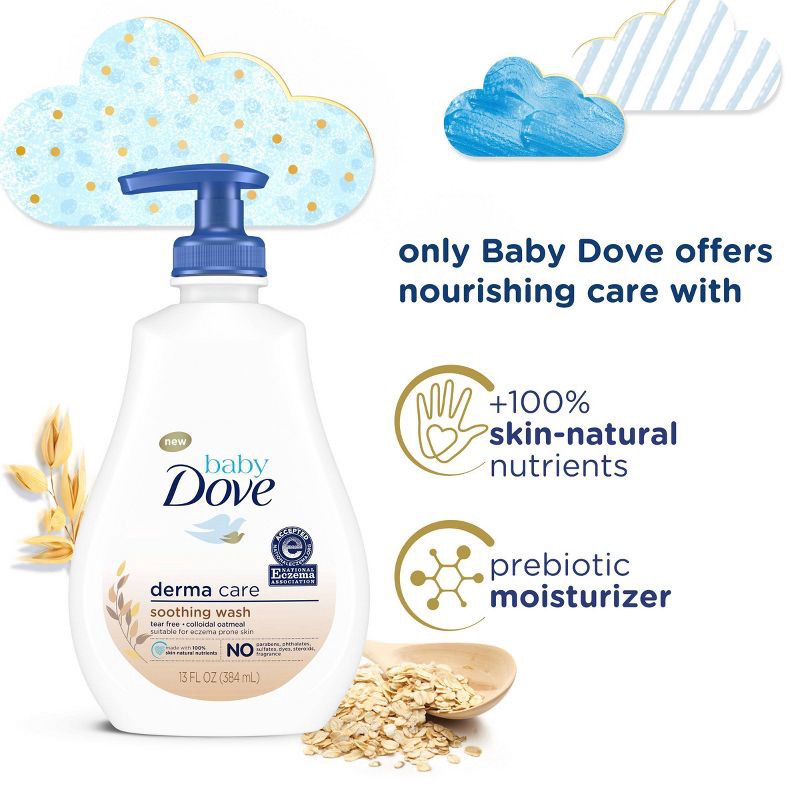 slide 5 of 11, Baby Dove Derma Care Soothing Baby Body Wash & Shampoo with Colloidal Oatmeal - 13 fl oz, 13 fl oz