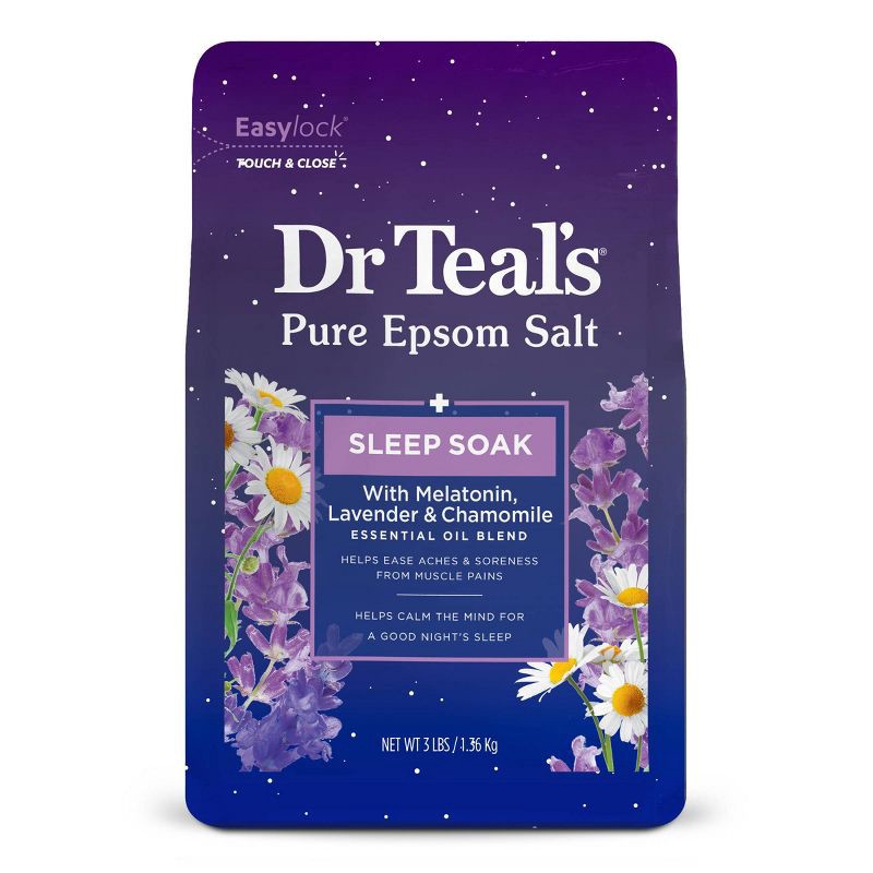 slide 1 of 6, Dr Teal's Sleep Epsom Salt Soak with Melatonin & Essential Oils - 3lbs, 3 lb