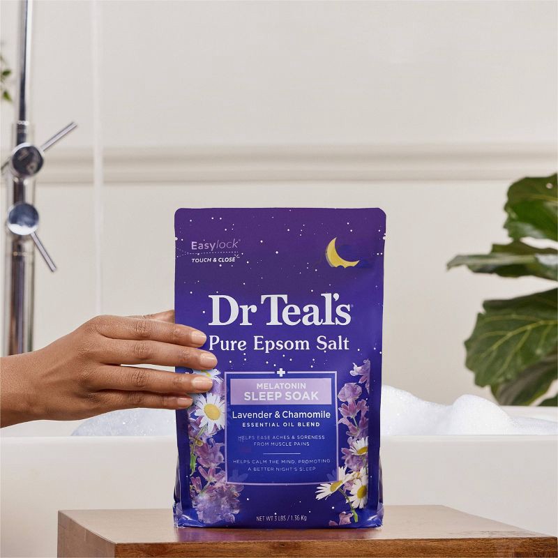 slide 3 of 6, Dr Teal's Sleep Epsom Salt Soak with Melatonin & Essential Oils - 3lbs, 3 lb