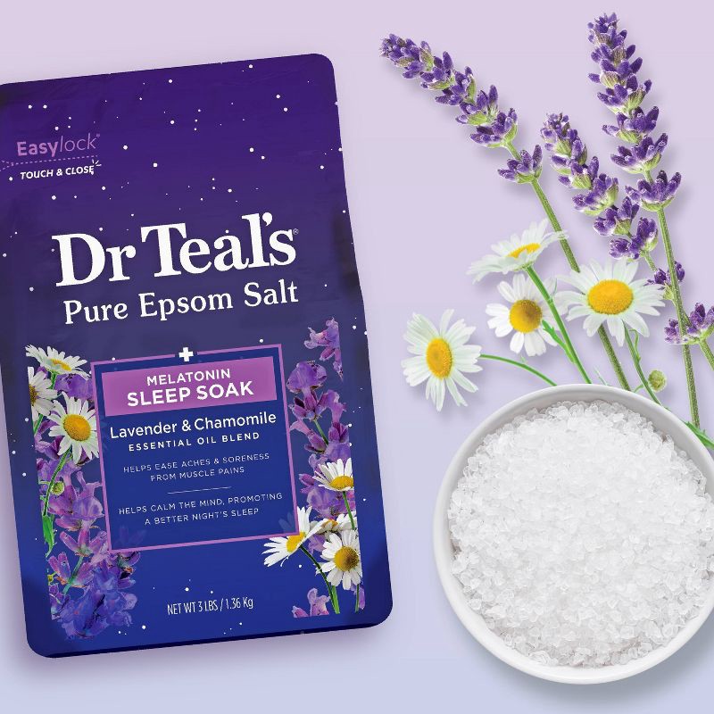 slide 5 of 6, Dr Teal's Sleep Epsom Salt Soak with Melatonin & Essential Oils - 3lbs, 3 lb
