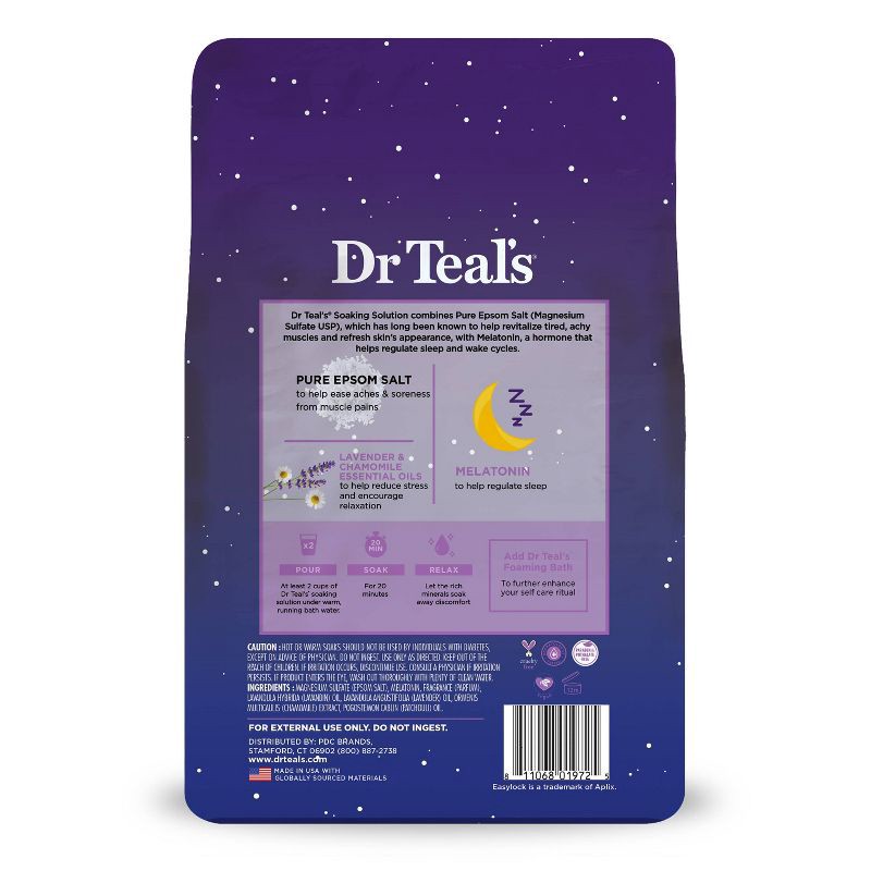 slide 6 of 6, Dr Teal's Sleep Epsom Salt Soak with Melatonin & Essential Oils - 3lbs, 3 lb
