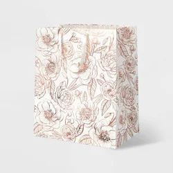 XLarge Foil Print Peonies Wedding Gift Bag Ivory/Rose Gold - Spritz™