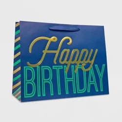 Medium ‘Happy Birthday' Gift Bag Navy/Green/Gold - Spritz™
