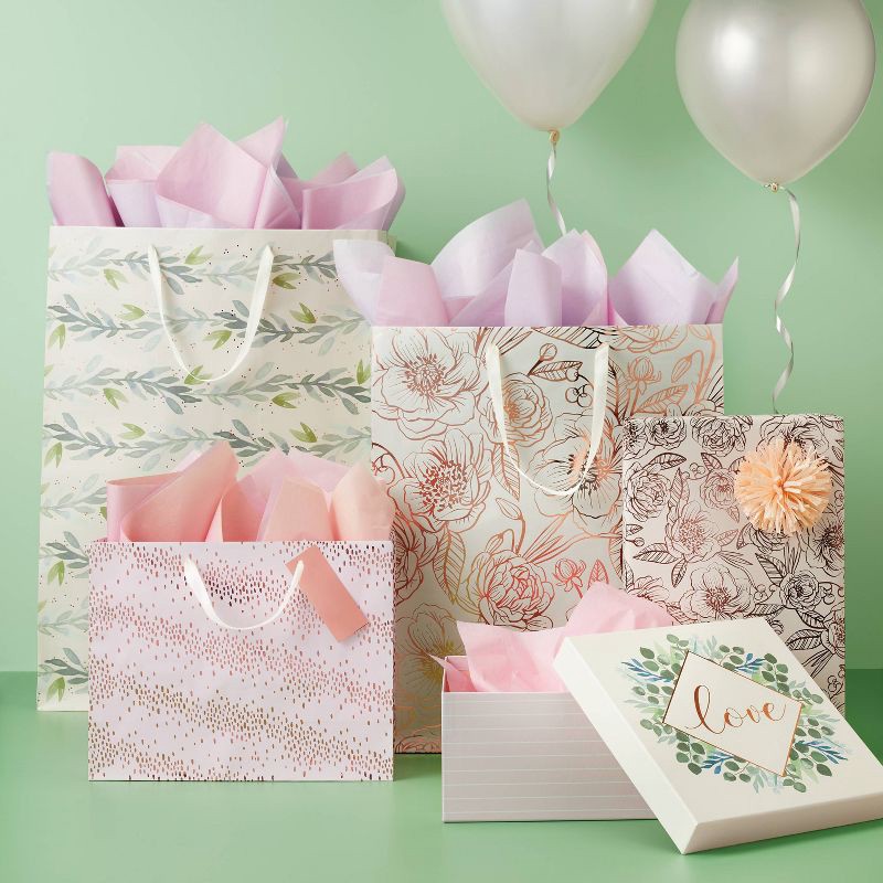 slide 2 of 3, Foil Peonies Gift Wrapping Paper - Spritz™, 1 ct