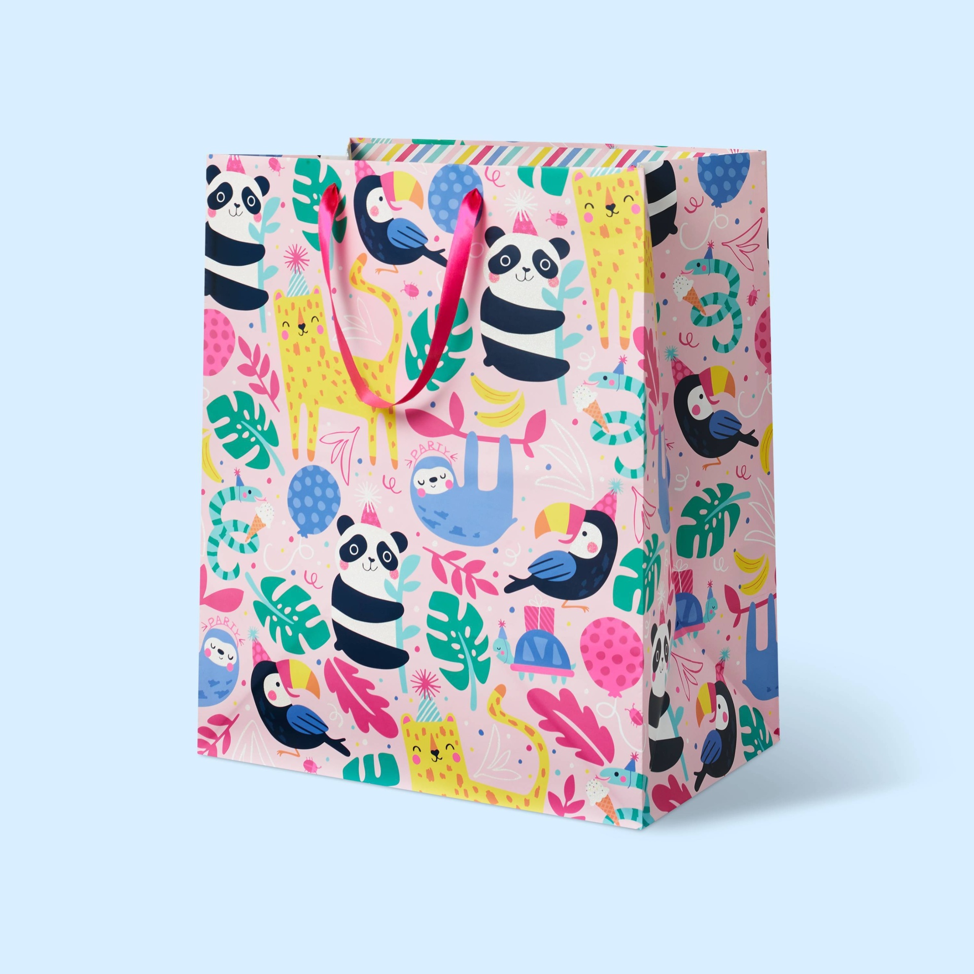 slide 1 of 2, XLarge Jungle Print Gift Bag Pink - Spritz, 1 ct