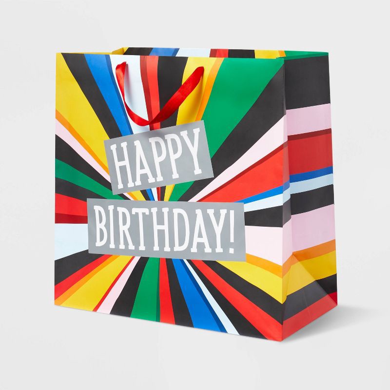 slide 1 of 3, XLarge "Happy Birthday" Burst Colossal Gift Bag - Spritz™, 1 ct